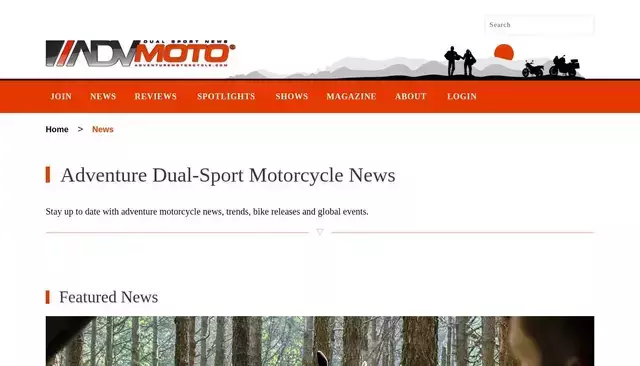 adventuremotorcycle.com homepage screenshot
