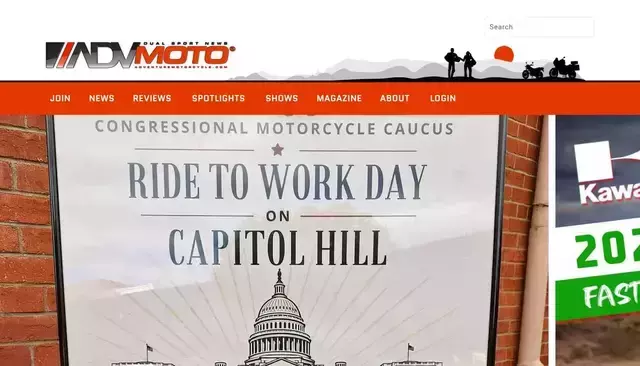 adventuremotorcycle.com homepage screenshot