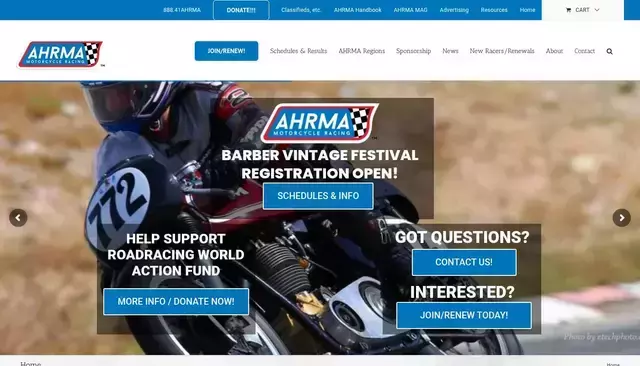 ahrma.org homepage screenshot