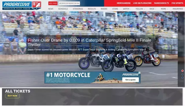 americanflattrack.com homepage screenshot