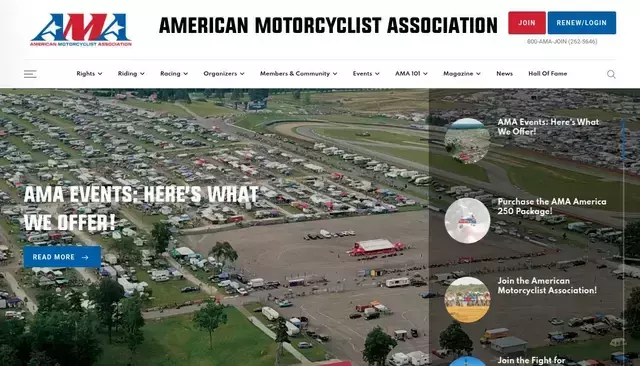 americanmotorcyclist.com homepage screenshot