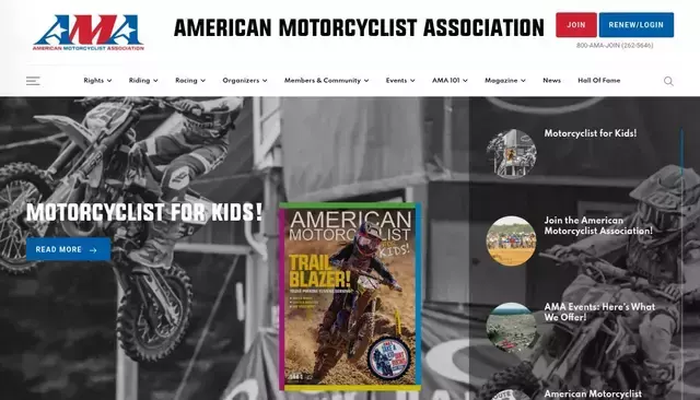 americanmotorcyclist.com homepage screenshot