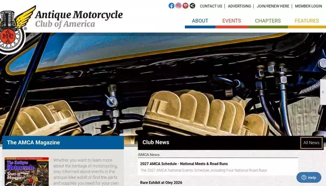 antiquemotorcycle.org homepage screenshot