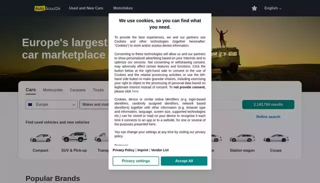 autoscout24.com homepage screenshot