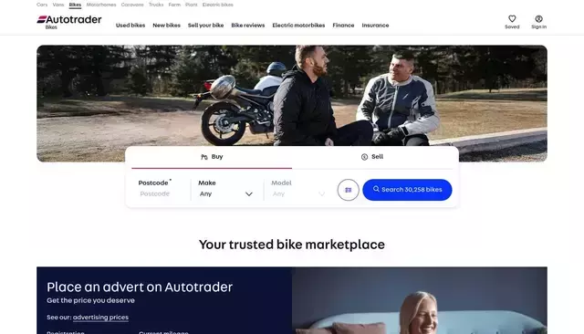autotrader.co.uk homepage screenshot