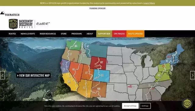 backcountrydiscoveryroutes.com homepage screenshot