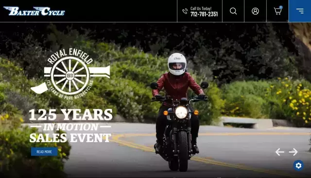baxtercycle.com homepage screenshot