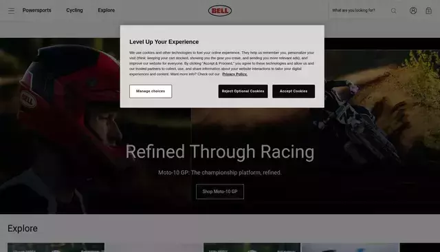 bellhelmets.com homepage screenshot