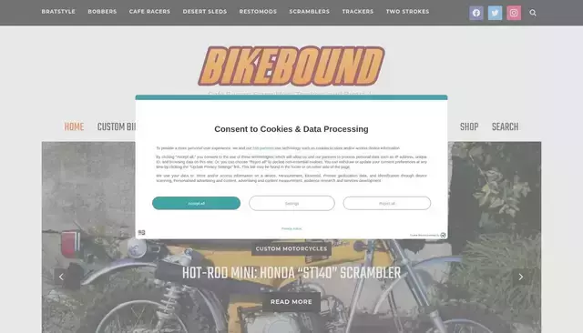 bikebound.com homepage screenshot