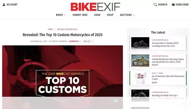 bikeexif.com homepage screenshot