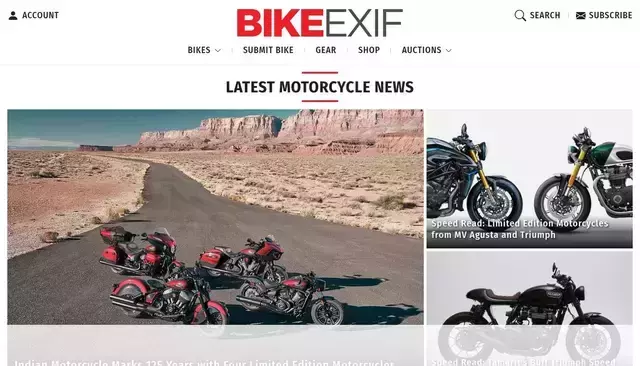 bikeexif.com homepage screenshot
