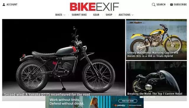 bikeexif.com homepage screenshot
