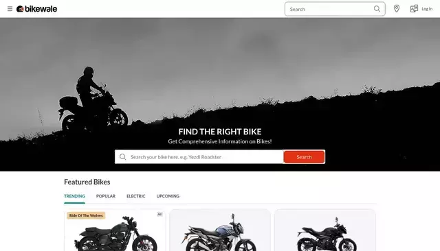 bikewale.com homepage screenshot