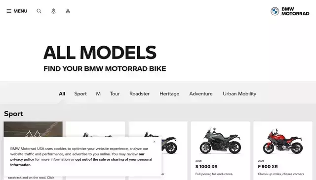 bmwmotorcycles.com homepage screenshot