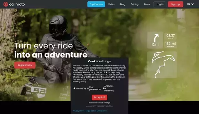 calimoto.com homepage screenshot