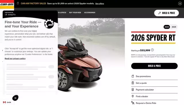 can-am.brp.com homepage screenshot