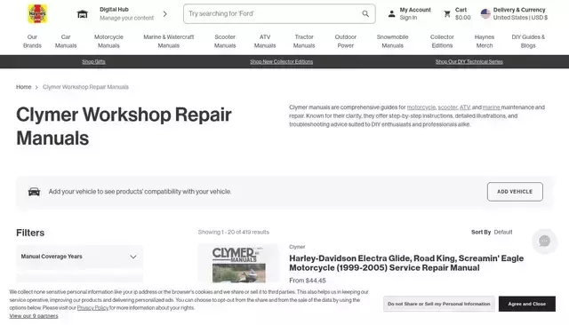 clymer.com homepage screenshot