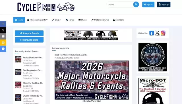 cyclefish.com homepage screenshot