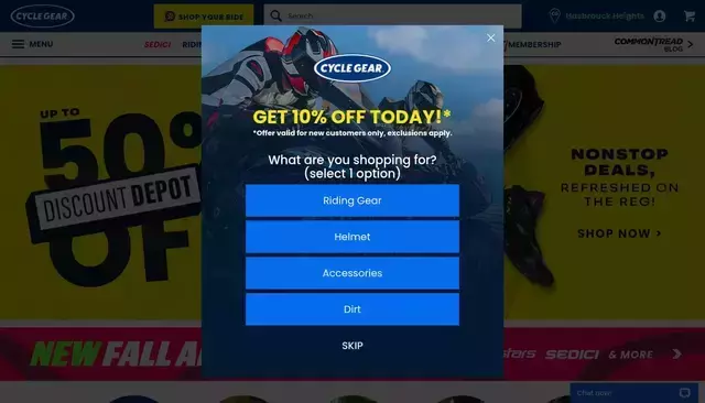 cyclegear.com homepage screenshot