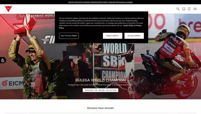 dainese.com homepage screenshot
