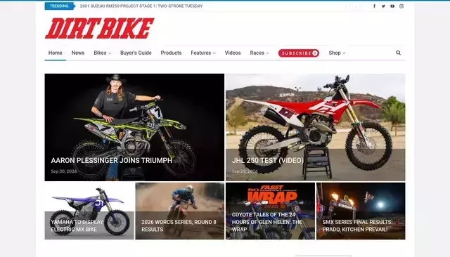 dirtbikemagazine.com homepage screenshot