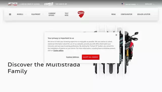 ducati.com homepage screenshot