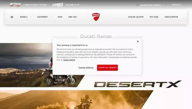 ducati.com homepage screenshot