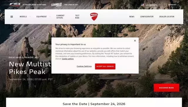 ducati.com homepage screenshot