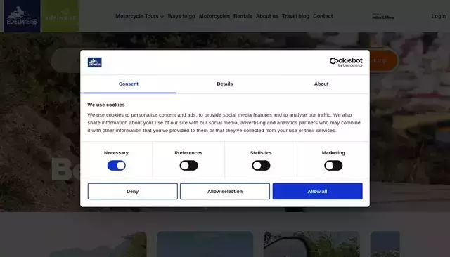 edelweissbike.com homepage screenshot