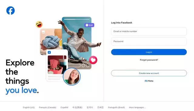 facebook.com homepage screenshot
