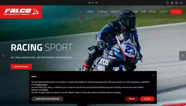 falcoboots.com homepage screenshot
