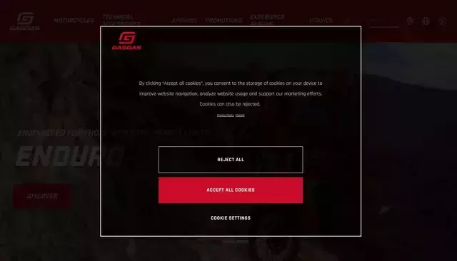 gasgas.com homepage screenshot