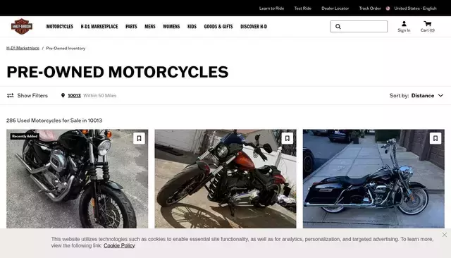 harley-davidson.com homepage screenshot