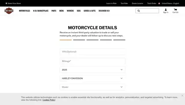 harley-davidson.com homepage screenshot