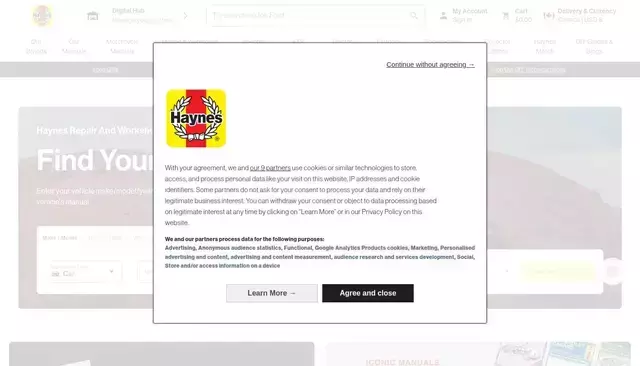 haynes.com homepage screenshot