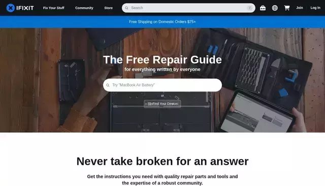 ifixit.com homepage screenshot