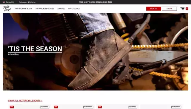 indieridgeusa.com homepage screenshot