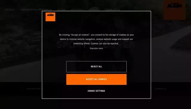 ktm.com homepage screenshot