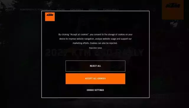 ktm.com homepage screenshot