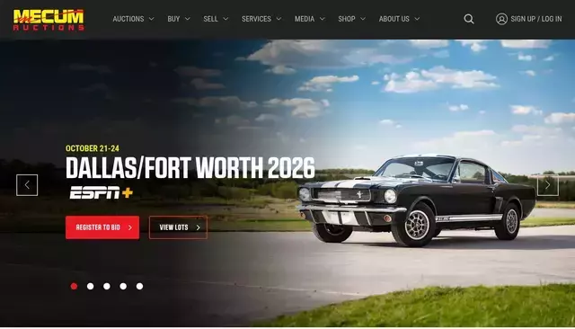 mecum.com homepage screenshot