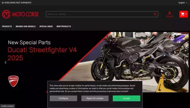 motocorsestore.com homepage screenshot