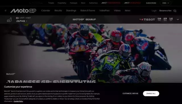 motogp.com homepage screenshot
