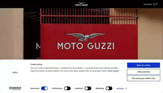 motoguzzi.com homepage screenshot