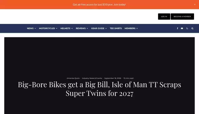 motorbikewriter.com homepage screenshot