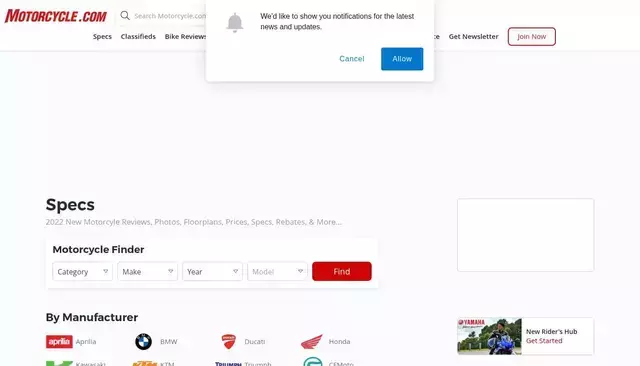 motorcycle.com homepage screenshot
