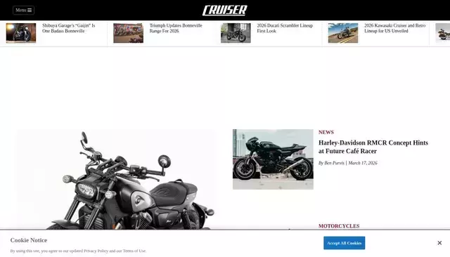 motorcyclecruiser.com homepage screenshot