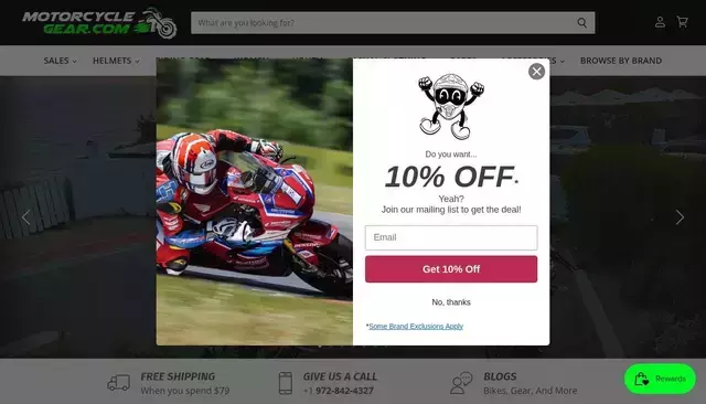 motorcyclegear.com homepage screenshot