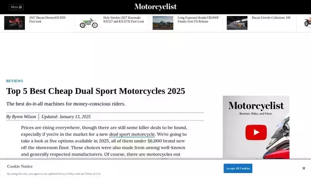 motorcyclistonline.com homepage screenshot