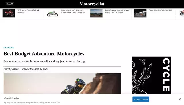 motorcyclistonline.com homepage screenshot