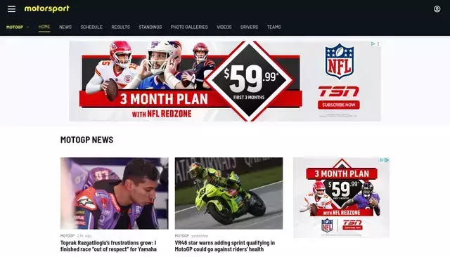 motorsport.com homepage screenshot